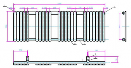 Calorifer portprosop FLAT WHITE 1500x500mm - alb lucios [1]