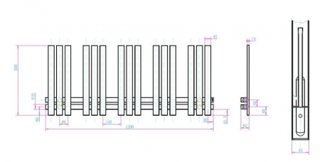 Calorifer portprosop HORIZONT ANTRACIT SLIM 1200x500 - antracit mat [1]