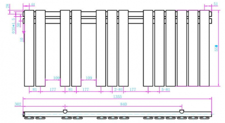 Calorifer portprosop HORIZONT BLACK 1355x550mm - negru mat [1]
