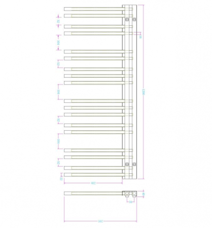 Calorifer portprosop WHITE LINE 1200x502mm - alb lucios [1]