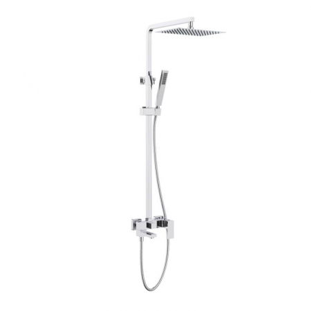 Baie - Coloana dus completa CUBEFIELD, cu pipa pliabila, 3 functii, montaj pe perete - crom