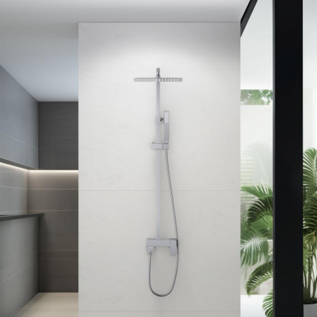 Coloana dus completa CUBEFIELD, cu pipa pliabila, 3 functii, montaj pe perete - crom [3]