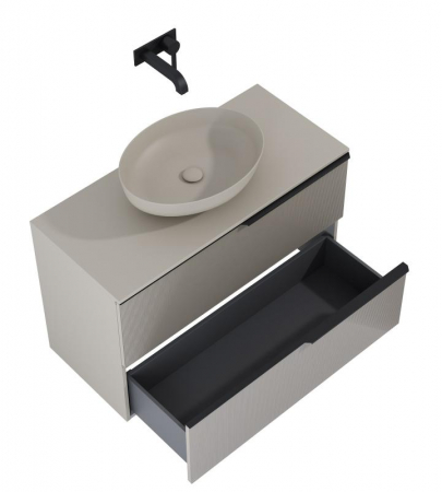 Mobilier baie - Dulap de baie cu 2 sertare 100x45,3x63,5 -  bej mat - Monterey Glass