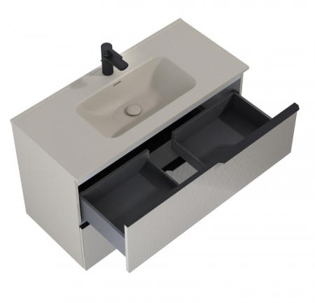 Dulap de baie cu 2 sertare 100x45,3x63,5 -  bej mat - Monterey Glass [1]