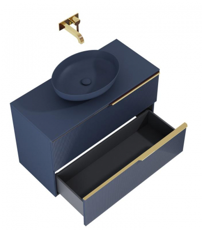 Mobilier baie - Dulap de baie cu 2 sertare 100x45,3x63,5  -  navy blue mat - Monterey Glass