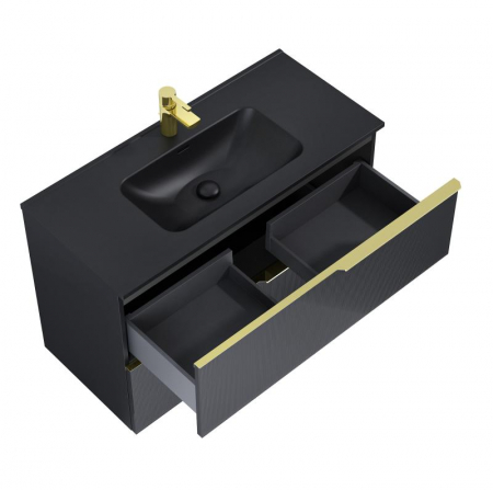 Dulap de baie cu 2 sertare 100x45,3x63,5 -  negru mat - Monterey Glass [1]