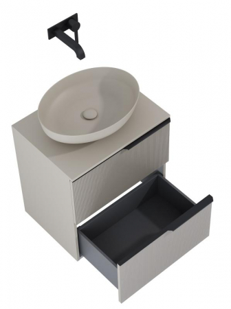 Mobilier baie - Dulap de baie cu 2 sertare 60x45,3x63,5 - bej mat - Monterey Glass