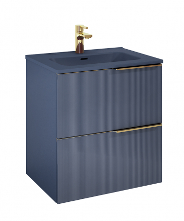 Mobilier baie - Dulap de baie cu 2 sertare 60x45,3x63,5 -  navy blue mat - Monterey Glass