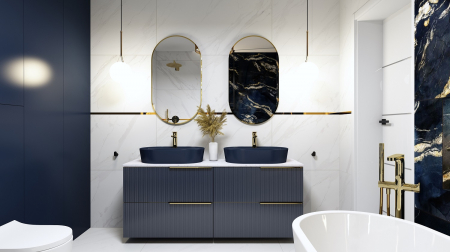 Dulap de baie cu 2 sertare 60x45,3x63,5 -  navy blue mat - Monterey Glass [3]