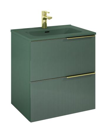 Mobilier baie - Dulap de baie cu 2 sertare 60x45,3x63,5 -  verde mat  - Monterey Glass