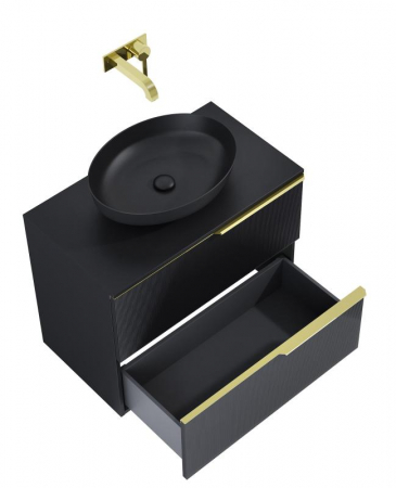 Mobilier baie - Dulap de baie cu 2 sertare 80×45,3×63,5 -  negru mat - Monterey Glass