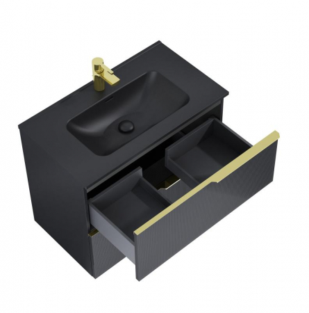 Dulap de baie cu 2 sertare 80×45,3×63,5 -  negru mat - Monterey Glass [1]