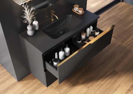 Dulap de baie cu 2 sertare 80×45,3×63,5 -  negru mat - Monterey Glass [2]