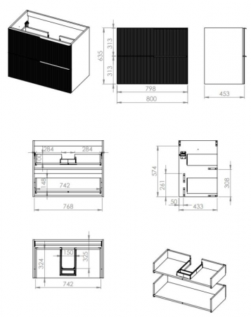 Dulap de baie cu 2 sertare 80×45,3×63,5 -  verde mat  - Monterey Glass [1]