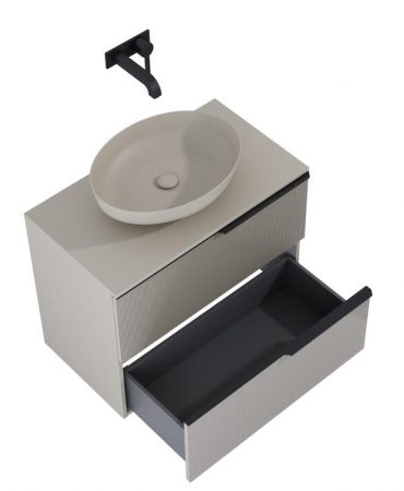 Mobilier baie - Dulap de baie cu 2 sertare 80x45,3x63,5 -  bej mat - Monterey Glass