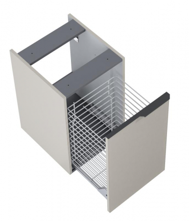 Dulapuri de baie suspendate - Dulapior de baie cu cos de rufe, 40cm - bej mat - Monterey Glass