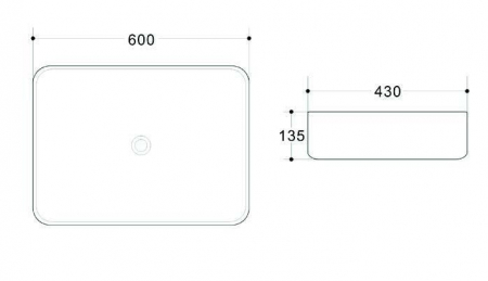 Lavoar dreptunghiular AURORA, din porțelan, montaj pe blat 60X43cm - gri exterior / alb interior [1]
