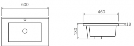 Lavoar dreptunghiular MEDFORD, din porțelan, încorporabil, 60x46cm - alb [1]