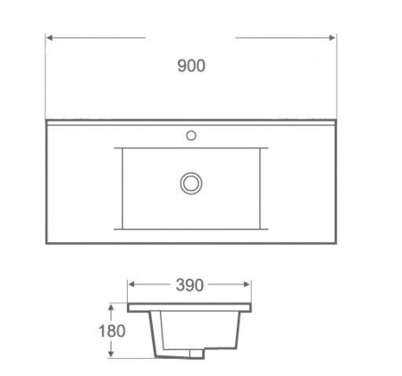 Lavoar dreptunghiular MEDFORD, din porțelan, încorporabil, 90x39cm - alb [2]