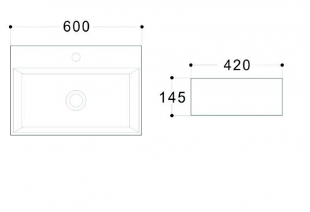 Lavoar dreptunghiular NORFOLK, din porțelan, cu suport prosoape 60X42cm - alb [1]