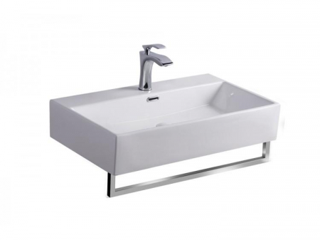 Lavoar asezat pe blat - Lavoar dreptunghiular NORFOLK, din porțelan, cu suport prosoape 60X42cm - alb