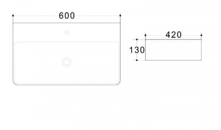 Lavoar dreptunghiular PLANO, din porțelan, cu suport prosoape, cu scurgere neagră 60X42cm - negru [1]