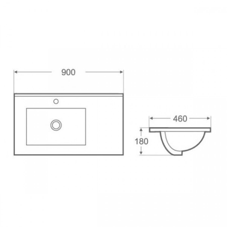 Lavoar dreptunghiular stânga TEXAS, din porțelan, încorporabil, 90x46cm - alb [2]