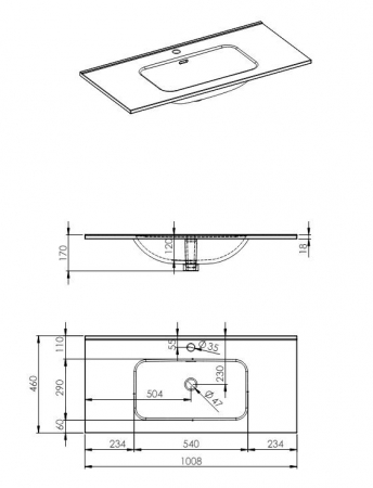 Lavoar încorporabil 100cm, negru mat - Skappa [1]
