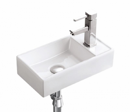 Lavoar asezat pe blat - Lavoar mini dreptunghiular AUSTIN, pe partea dreaptă, montaj în perete 40x22cm  - alb