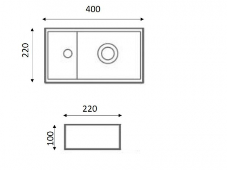 Lavoar mini dreptunghiular AUSTIN, pe partea stângă, montaj în perete 40x22cm - alb [1]