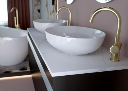 Lavoar oval 52x40, cu montaj pe blat, alb lucios - Rika [3]