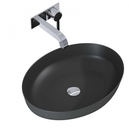 Lavoar oval 52x40, cu montaj pe blat, antracit mat - Rika [0]