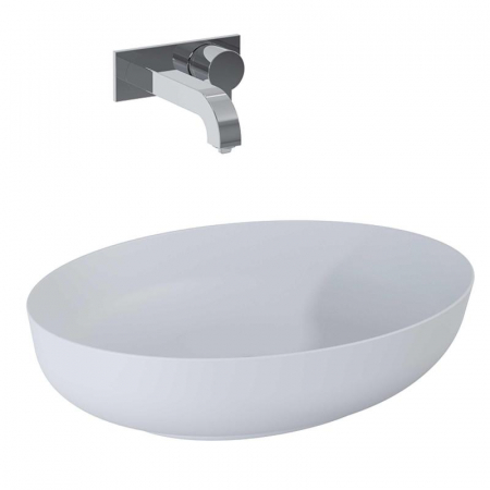 Lavoar oval 52x40, cu montaj pe blat, gri deschis mat - Rika [1]