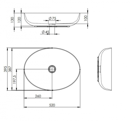 Lavoar oval 52x40, cu montaj pe blat, gri deschis mat - Rika [2]