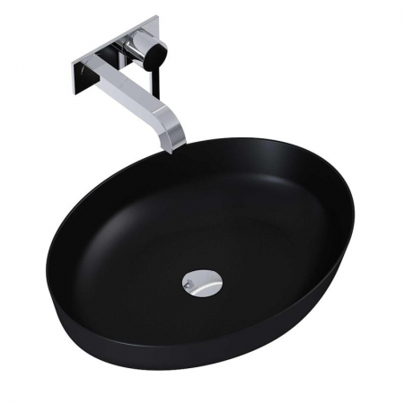 Lavoar oval 52x40, cu montaj pe blat, negru mat - RIKA [0]