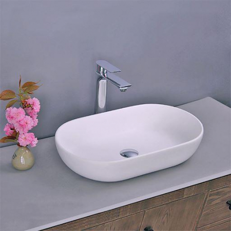 Lavoar oval BOSTON, din Solid surface, montaj pe blat 54x33,8cm - alb [1]