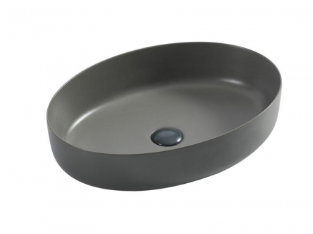 Lavoare - Lavoar oval PHOENIX, din porțelan, montaj pe blat 54,5X41cm - gri, cu scurgere gri