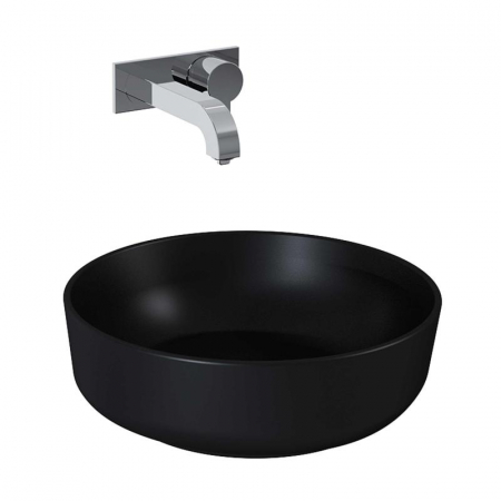 Lavoar rotund LORCA, din porțelan, montaj pe blat 42cm - negru mat [1]