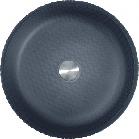 Lavoar rotund RUBEN, din sticlă, montaj pe blat, 42x42x11cm - gri inchis mat [2]