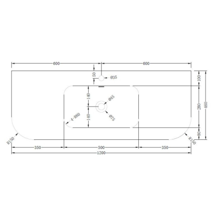 Lavoar SIERRA încastrabil  solid surface - 120 cm - alb [1]