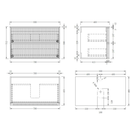 Mobilier SAVONA  suspendat - 80 cm - stejar [4]