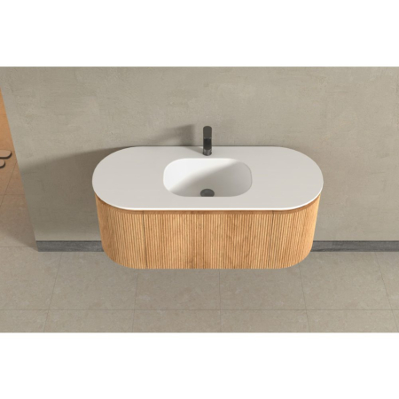 Mobilier SELINA  oval cu lavoar din solid surface - 120 cm -  stejar [2]