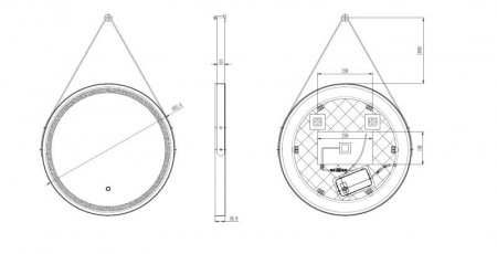 Oglindă LED, cu agățătoare, lumină reglabilă, dezaburire, 60cm [1]