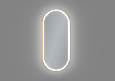 Oglindă LED cu dezaburire, cu ramă de aluminiu, auriu periat, 40x90cm [1]