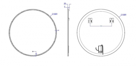 Oglindă LED, lumină reglabilă, dezaburire, 2 db bluetooth, 100cm [2]