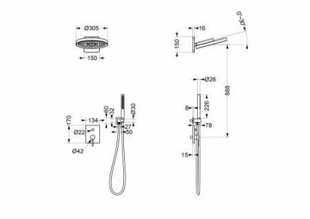 Sistem de duș cu termostat ELEGANT, incastrat in perete cu unitate interna - Alb mat [2]