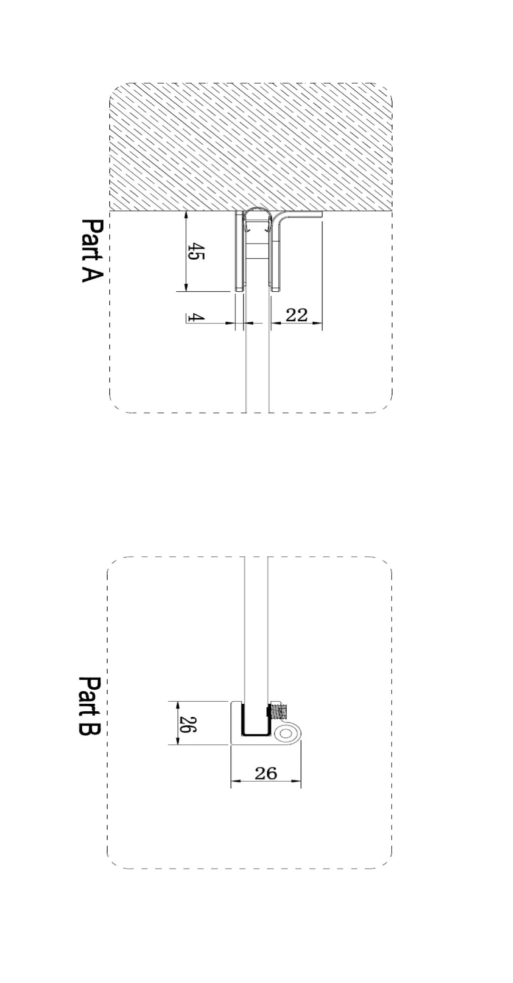 Set profil perete pentru paravan Walk-In CLEAR, crom [1]