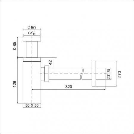 Sifon de scurgere pentru lavoar, pătrat - crom [1]