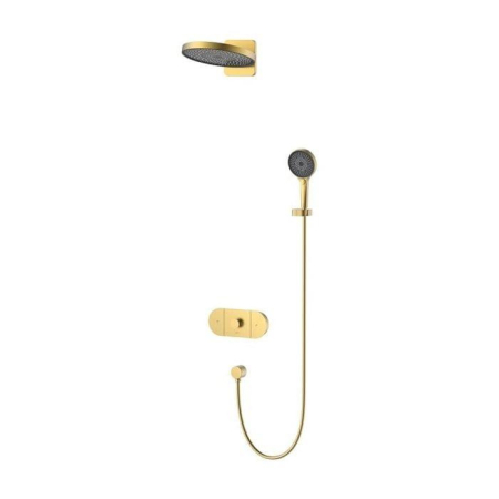 Sisteme de dus incastrate - Sistem de duș UNI termostatic, incastrat in perete cu unitate interna – auriu periat