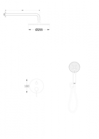 Sistem duș complet, PALMFIELD, cu montaj încastrat în perete - Gun metal [2]